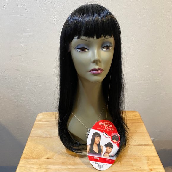 NEW Bettie Page Style Long Black Wig Lace Front Part - Picture 1 of 6